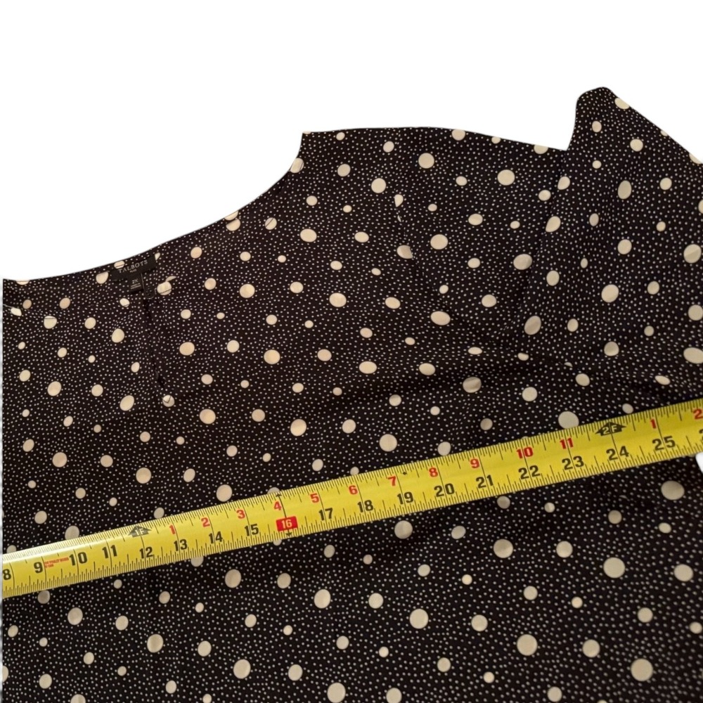 Talbots Classic Womens 2X Black Polka Dot 3/4 Tie Sleeve Keyhole Neck Blouse - Picture 9 of 11